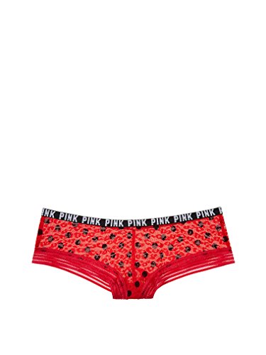 0667540430362 - VICTORIA'S SECRET WOMEN'S PINK LEOPARD LACE CHEESTER PANTY SMALL BRIGHT RED DOT
