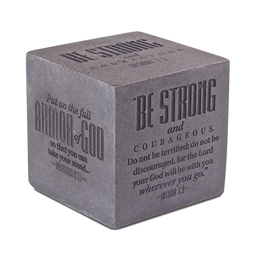 0667665116257 - LIGHTHOUSE CHRISTIAN PRODUCTS BE STRONG & COURAGEOUS SCRIPTURE BLOCK, 3 X 3 X 3, GRAY