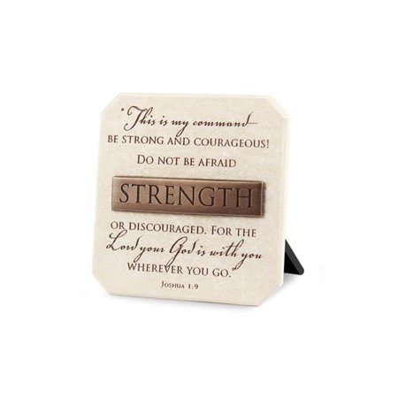 0667665116363 - LIGHTHOUSE CHRISTIAN PRODUCTS STRENGTH TITLE BAR PLAQUE, 3 3/4 X 3 3/4, BRONZE