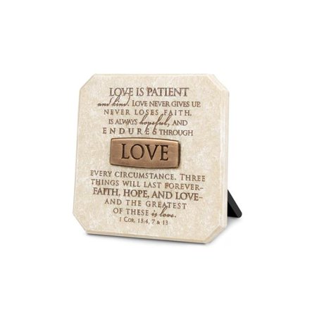0667665116387 - LIGHTHOUSE CHRISTIAN PRODUCTS LOVE TITLE BAR PLAQUE, 3 3/4 X 3 3/4, BRONZE
