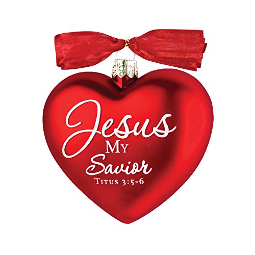 0667665127833 - JESUS CHRISTMAS HEART ORNAMENT WITH RED SATIN RIBBON (MY SAVIOR)