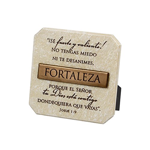 0667665179146 - LIGHTHOUSE CHRISTIAN PRODUCTS SPANISH FORTALEZA STRENGTH BRONZE TITLE BAR PLAQUE, 3 3/4 X 3 3/4