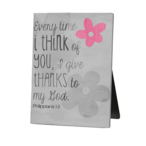 0667665404156 - LIGHTHOUSE CHRISTIAN PRODUCTS BLESSINGS ON CANVAS EVERY TIME I THINK OF YOU WITH PINK FLOWER PLAQUE, 5 X 7