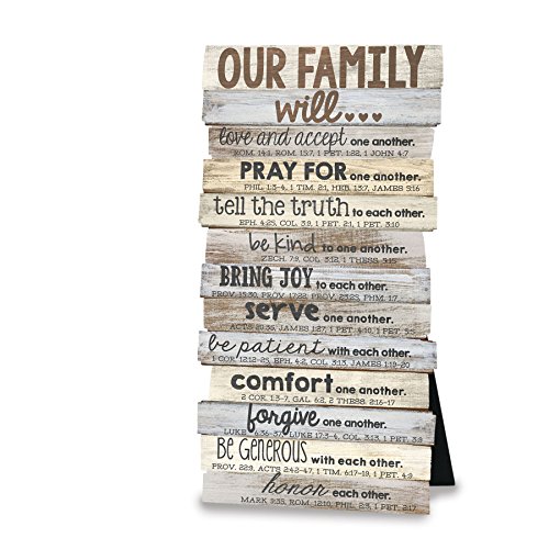 0667665450139 - LIGHTHOUSE CHRISTIAN PRODUCTS OUR FAMILY WILL WALL/DESKTOP PLAQUE, 5 X 10