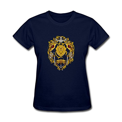 6688201240339 - ZHIBO VINTAGE SWORDS SHIELD LION SYMBOL FOR THE ALLIANCE FOR WORLD OF WARCRAFT CUSTOMS T-SHIRT FOR WOMAN ROYAL BLUE SMALL