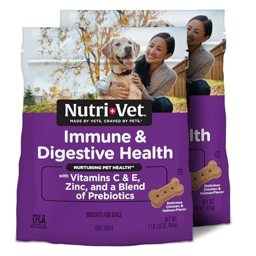 0669125002285 - NUTRI-VET IMMUNE & DIGESTIVE HEALTH BISCUITS FOR DOGS - IMMUNE HEALTH DOG BISCUITS - PREBIOTIC & POSTBIOTIC DOG TREAT - TASTY DIGESTIVE DOG BISCUITS - 16 OZ (PACK OF 2)