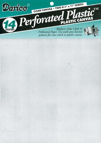 6697185444206 - PERFORATED PLASTIC CANVAS 14 COUNT 8.5X11 2/PKG-CLEAR