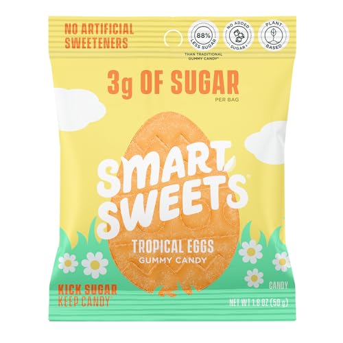 0669809200075 - SMARTSWEETS TROPICAL EGGS: 1.8OZ (PACK OF 14), GUMMY CANDY WITH LOW SUGAR, LOW CALORIE, NO ARTIFICIAL SWEETENERS, PLANT-BASED, GLUTEN-FREE, HEALTHY SNACK FOR KIDS & ADULTS