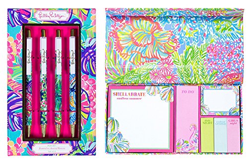 0670045251332 - LILLY PULITZER PEN SET AND ACCESSORY BUNDLE (LP ASSORTED PEN SET, EXOTIC GARDEN STICKY NOTE)