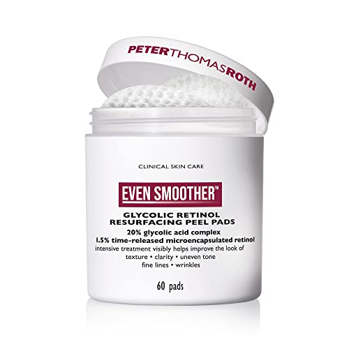 0670367017517 - PETER THOMAS ROTH EVEN SMOOTHER GLYCOLIC RETINOL RESURFACING PEEL PADS, GLYCOLIC ACID FACIAL PEEL WITH RETINOL FOR UNEVEN TEXTURE AND TONE, 60 CT.