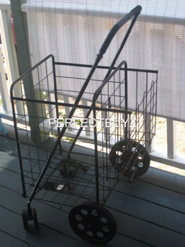 0670541785362 - STRONICS JUMBO FOLDING SHOPPING CART WITH EXTRA BASKET- SOLID RUBBER - STRONG TIRES
