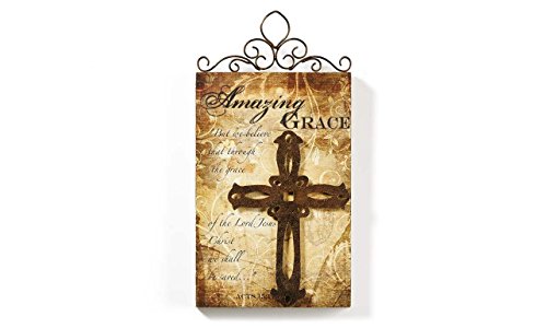 0067103006025 - GIFT CRAFT PAINTED WOODEN AND METAL AMAZING GRACE WALL PLAQUE