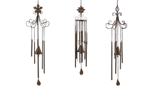 0067103159950 - GIFT CRAFT 38-INCH IRON WIND CHIMES, LARGE, RUSTIC BROWN/BLACK