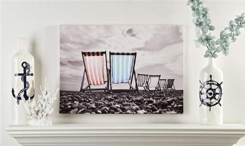 0067103263732 - GIFT CRAFT BEACH CHAIRS STRETCHED CANVAS PRINT