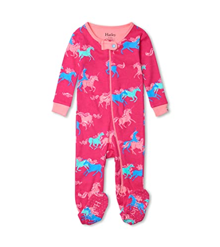 0671374457136 - HATLEY BABY GIRLS ORGANIC COTTON FOOTED COVERALL, FROLICKING UNICORNS, 6-9 MONTHS