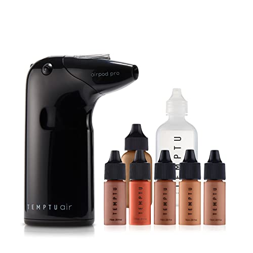 0671741988799 - TEMPTU AIR INTRO AIRBRUSH MAKEUP KIT IN MEDIUM TO TAN: 9-PIECE SET INCLUDES CORDLESS DEVICE, REFILLABLE MAKEUP CARTRIDGE, 3 PERFECT CANVAS SEMI-MATTE FOUNDATION, PRIMER, BLUSH, HIGHLIGHTER & CLEANER