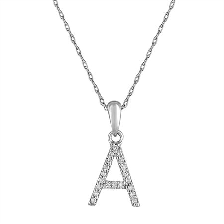 0671875270159 - DIAMOND INITIAL LETTER A PENDANT NECKLACE 14K GOLD 1/10 CT TDW 16” CHAIN