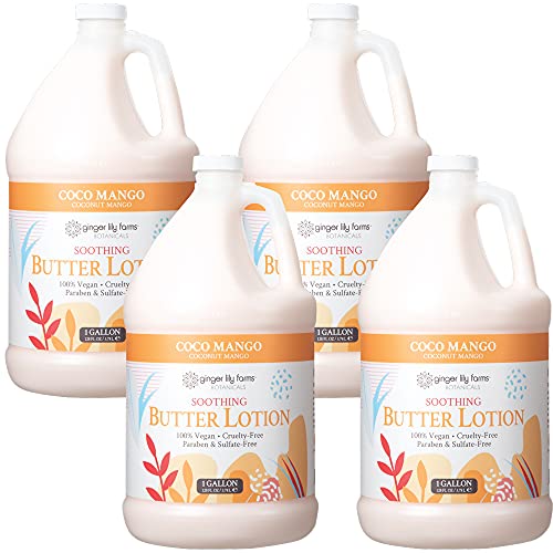 0672047909341 - GINGER LILY FARMS BOTANICALS COCO MANGO SOOTHING BUTTER LOTION, 100% VEGAN, PARABEN, SULFATE, PHOSPHATE, GLUTEN AND CRUELTY-FREE, 1 GALLON (CASE OF 4)