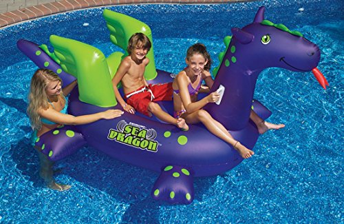 0672314569087 - SWIMLINE 90625 SWIMMING POOL KIDS GIANT RIDEABLE SEA DRAGON INFLATABLE FLOAT TOY
