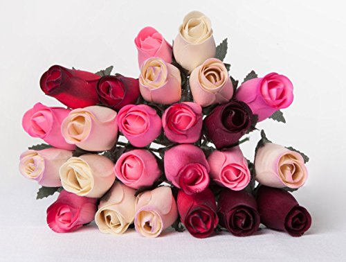 0672360151274 - 24 REALISTIC WOODEN ROSES - BERRY ASSORTMENT