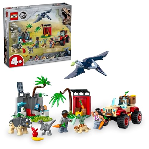0673419387262 - LEGO JURASSIC WORLD BABY DINOSAUR RESCUE CENTER, BUILDING SET FOR KIDS WITH A TOY CAR AND 5 DINOSAUR FIGURES INCLUDING A TRICERATOPS AND VELOCIRAPTOR, DINOSAUR TOY FOR BOYS AND GIRLS AGES 4+, 76963