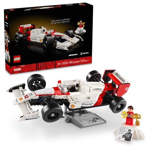 0673419388672 - LEGO ICONS MCLAREN MODEL CAR MP4/4 & AYRTON SENNA MINIFIGURE, HOLIDAY OR BIRTHDAY GIFT IDEA FOR HOME OFFICE DECOR, F1 BUILDING SET FOR ADULTS AND FANS OF COOL MODEL RACE CARS, 10330