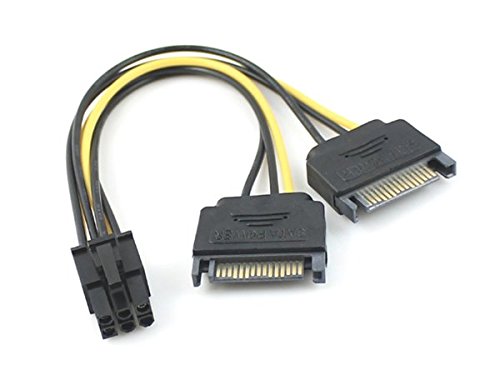 0674025121127 - 2X SATA 15-PIN MALE TO PCI EXPRESS 6-PIN FEMALE VIDEO CARD POWER Y CABLE