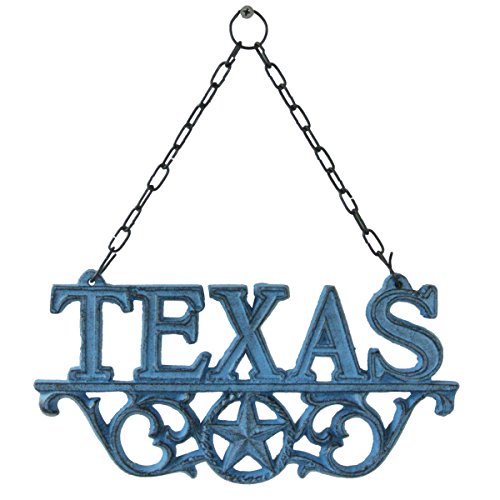 0674956523151 - CAST IRON TURQUOISE TEXAS SIGN WITH STAR.