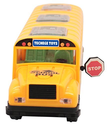 0675712325132 - TECHEGE BRIGHT YELLOW TOY SCHOOL BUS, EMITS BEAUTIFUL 3D FLASHING LIGHTS WHILE PLAYING MUSIC, - MOVES AROUND ON ITS OWN AND CHANGES DIRECTIONS WHEN IT TOUCHES SOMETHING - GREAT GIFT IDEA SURE TO KEEP KIDS ENTERTAINED FOR HOURS