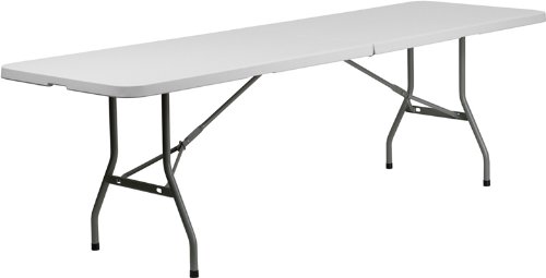 0675903925394 - 30''W X 96''L BI-FOLD GRANITE WHITE PLASTIC FOLDING TABLE