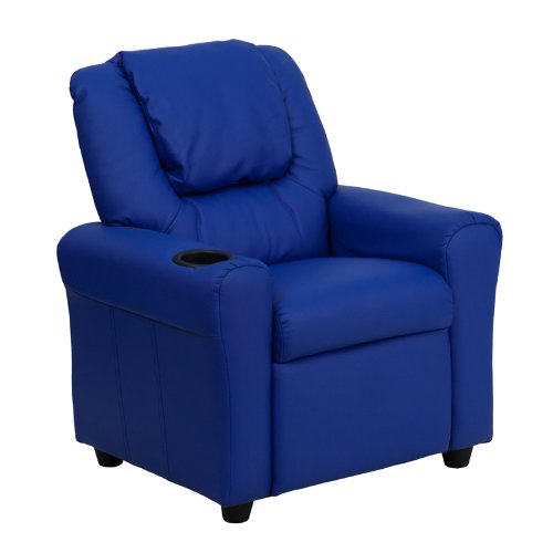 0675903928623 - FLASH FURNITURE DG-ULT-KID-BLUE-GG CONTEMPORARY BLUE VINYL KIDS RECLINER WITH CUP HOLDER AND HEADREST