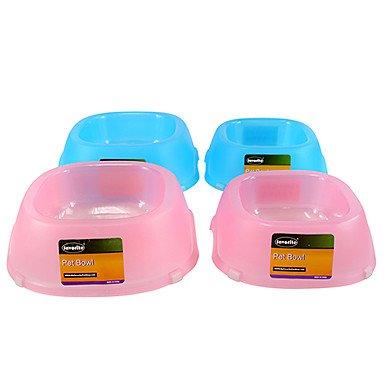 6761221257515 - TINT ZHONG HENG PLASTIC BOWL CRYSTAL SQUARE SINGLE BOWL LARGE SIZE FOR DOGS AND CATS(RANDOM COLOR)