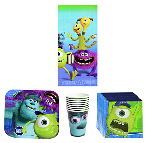 0676151021579 - DISNEY PIXAR MONSTERS UNIVERSITY BIRTHDAY PARTY SUPPLIES PACK BUNDLE KIT INCLUDING PLATES, CUPS, NAPKINS AND TABLECOVER - 8 GUESTS