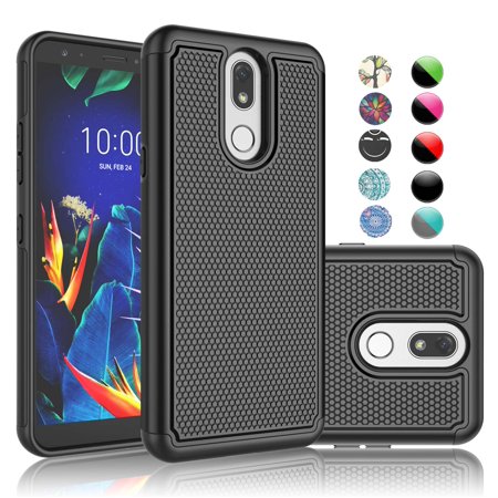 0677306707508 - NJJEX FOR 5.7” 2019 LG K40 / SOLO LTE / HARMONY 3 / K12 PLUS / X4 2019 / K10 2019 / LMX420 PROTECTIVE CASES COVER, NJJEX SHOCK ABSORBING RUUGGED RUBBER HARD PLASTIC PHONE COVER CASE -BLACK