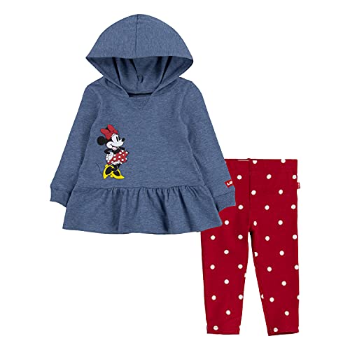 0677838007510 - LEVIS BABY GIRLS HOODIE AND LEGGINGS 2-PIECE OUTFIT SET, NAVY MINNIE/SUPER RED, 24M