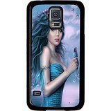 6778800681746 - GALAXY S5 CASE BLUE SKIRT FANTASY GIRL AND KINGFISHER BLACK HARD COVER HEAVY DUTY PROTECTION SLIM CASE FOR SAMSUNG S5 / GALAXY I9600