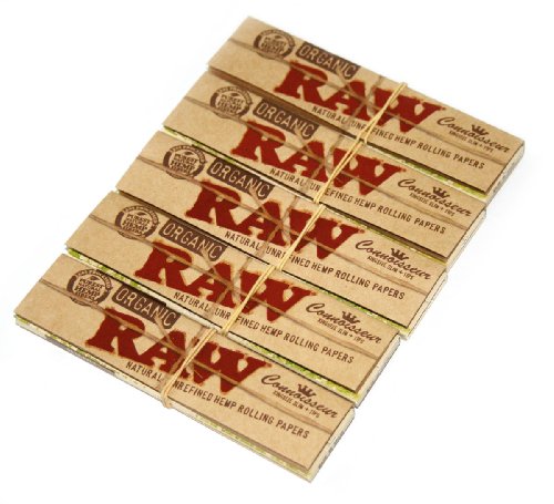 0678021375225 - 5 X RAW CONNOISSEUR NATURAL UNREFINED HEMP ROLLING PAPERS ORGANIC + TIPS
