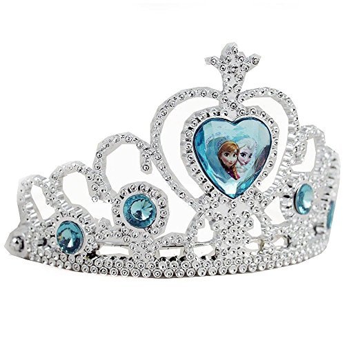 0678634485366 - DISNEY FROZEN TIARA CROWN - SILVER WITH BLUE ELSA AND ANNA HEART JEWEL