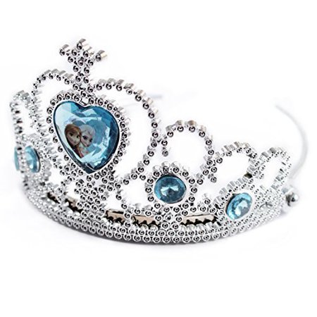 0678634485380 - DISNEY FROZEN CROWN TIARA AND WAND SET - SILVER WITH BLUE ELSA AND ANNA HEART JEWEL
