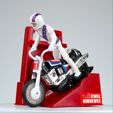 0678643649100 - CALIFORNIA CREATIONS EVEL KNIEVEL STUNT CYCLE WITH ACTION FIGURE - TRAIL BIKE - RED ENERGIZER LAUNCHER