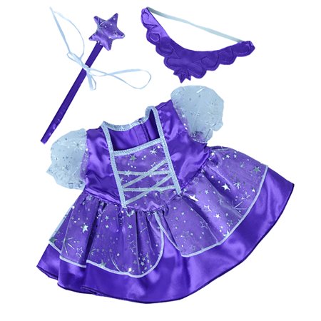 0679124024911 - PURPLE FAIRY PRINCESS DRESS W/WAND TEDDY BEAR CLOTHES OUTFIT FITS MOST 14 - 18 BUILD-A-BEAR, VERMONT TEDDY BEARS, AND MAKE YOUR OWN STUFFED ANIMALS