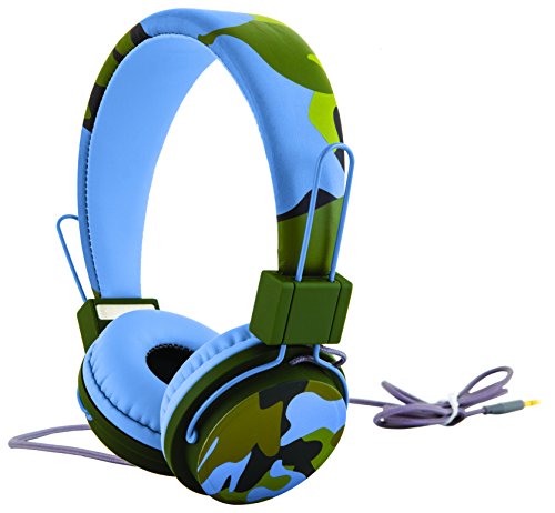 0680079713126 - POLAROID PHP130BL UNIVERSAL CAMOUFLAGE HD HEADPHONES WITH MIC COMPATIBLE WITH ALL DEVICES (BLUE)
