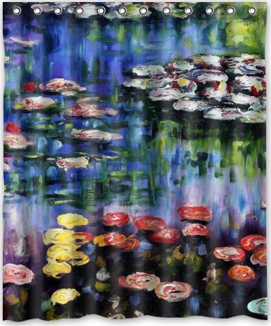 6801807246271 - 60X72 INCHES WATER LILIES BY CLAUDE MONET SHOWER CURTAIN NEW WATERPROOF POLYESTER FABRIC BATH CURTAIN ( SHOWER RINGS INCLUDED )