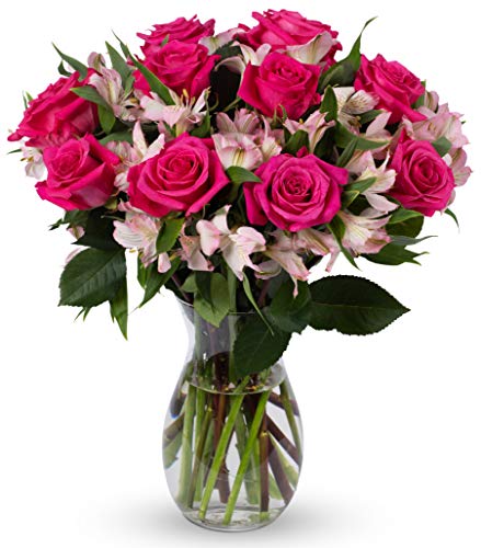 0680255038913 - BENCHMARK BOUQUETS CHARMING ROSES AND ALSTROEMERIA, WITH VASE (FRESH CUT FLOWERS)