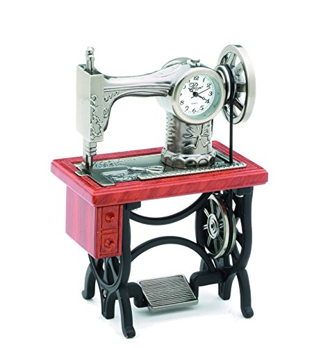 0680528125647 - SANIS ENTERPRISES OLD FASHION SEWING MACHINE CLOCK WITH WOOD LOOK TABLE, 2.75 BY 4-INCH