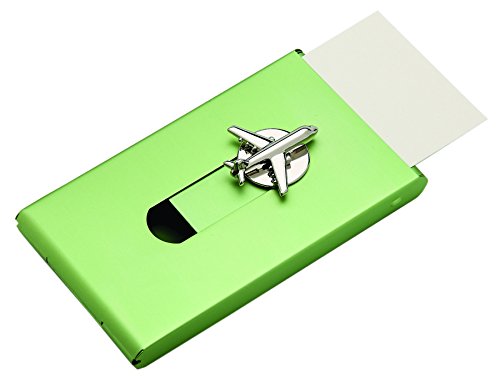 0680528132423 - SANIS ENTERPRISES AIRPLANE PUSH BUTTON DESIGN GREEN BUSINESS CARD CASE,2.25 BY 4-INCH