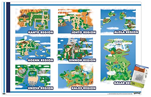 0680535761678 - POKÉMON - MAP GRID WALL POSTER WITH PUSH PINS