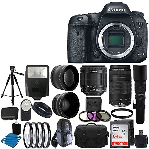 0680569746665 - CANON EOS 7D MARK II DIGITAL SLR CAMERA BUNDLE WITH LENS, CLEANING KIT AND ACCESSORY (25 ITEMS)