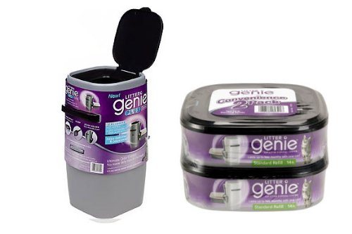 0680596395041 - ENERGIZER GENIE PAIL CAT LITTER DISPOSAL SYSTEM WITH 2 EXTRA REFILLS, SILVER