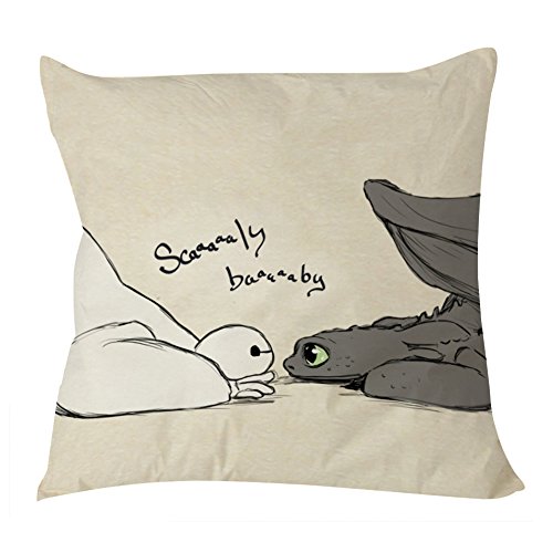 6807898061694 - BAYMAX AND TOOTHLESS SCALY BABY PILLOW CASE (16X16 ONE SIDE)